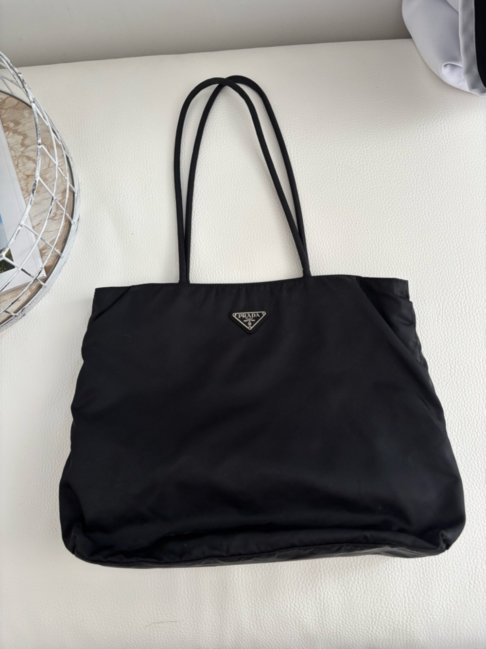 Prada Black Nylon Tote with Triangle Logo